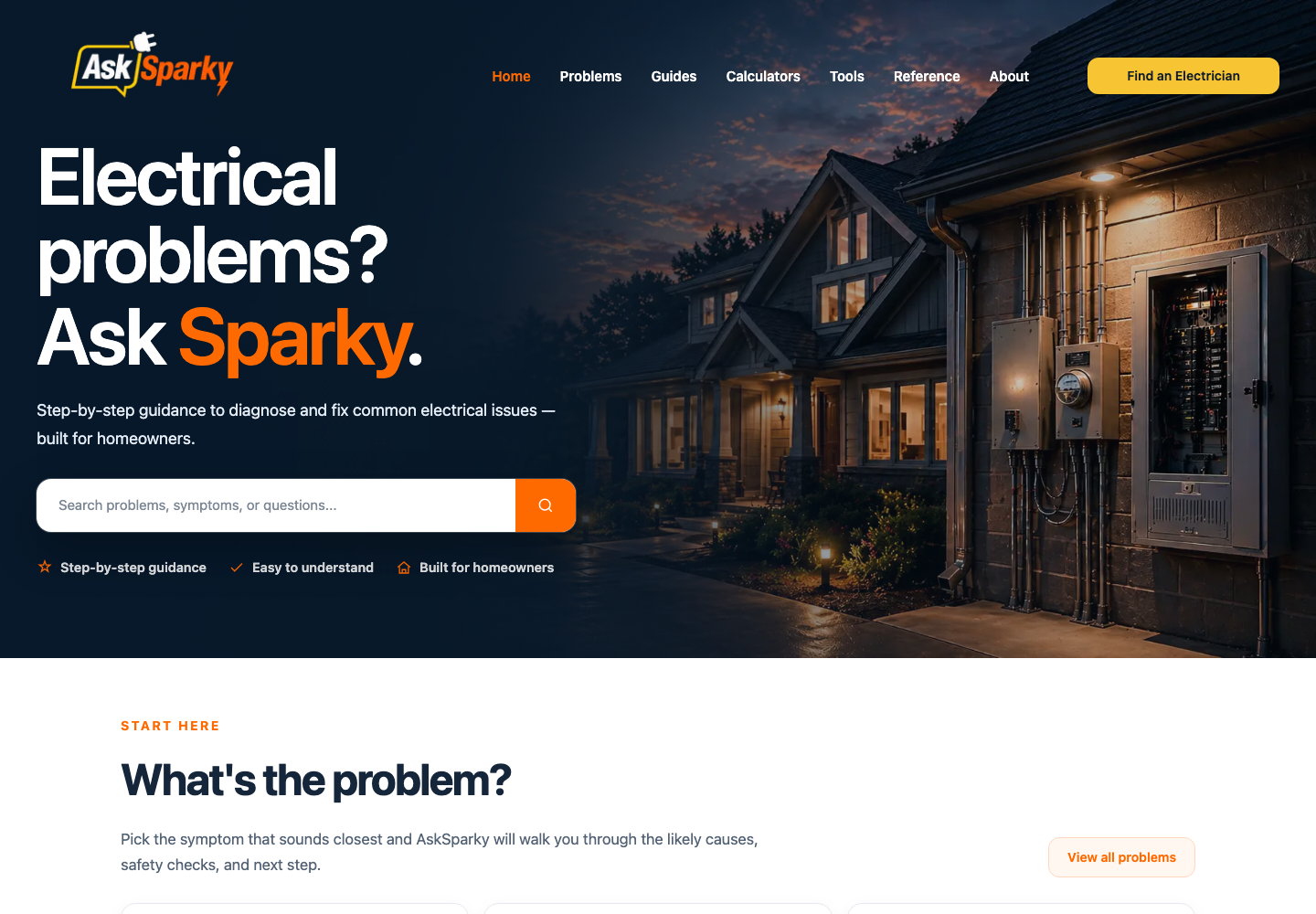 Ask Sparky homepage preview